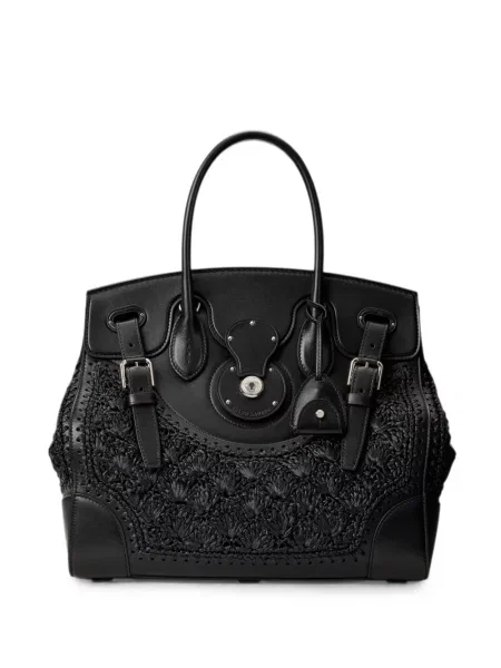 Geantă shopper Ralph Lauren Collection țesută negru