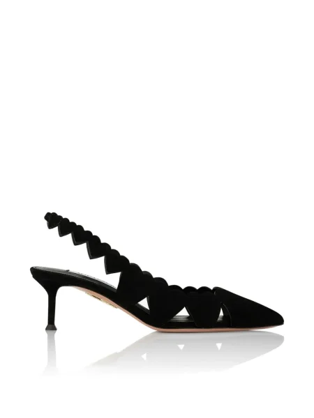Elimina pantofi cu toc Aquazzura slingback cu motiv cu inimi negru