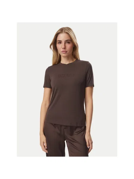 Guess T-shirt Regular Fit smeđa