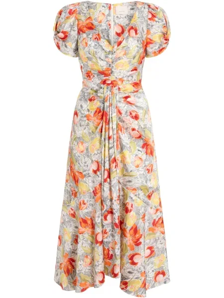 Rochie midi Cinq A Sept cu model floral cu imagine până la genunchi