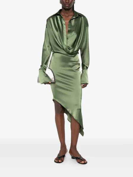 Rochie midi Vestiaire D'un Oiseau Libre asimetrică drapată verde