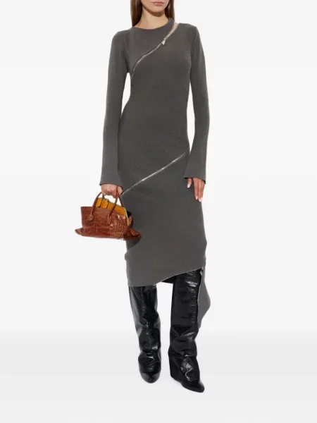 Rochie midi The Attico tricotate gri