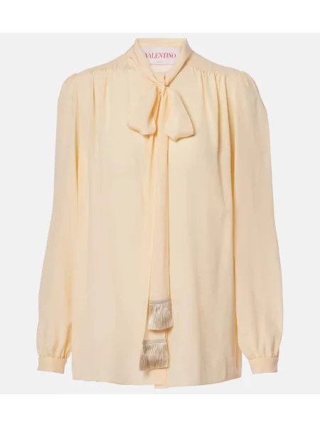 Cămașă Valentino de mătase bej