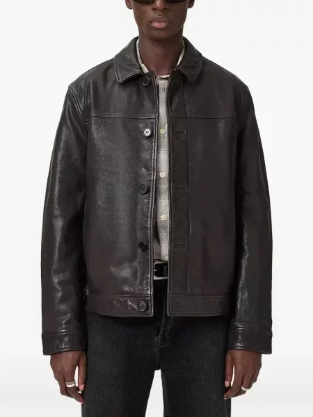 Geanta de piele Allsaints maro