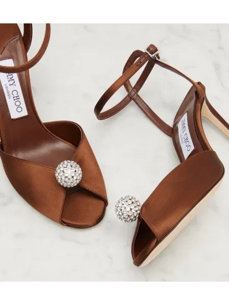 Sandale Jimmy Choo din satin maro