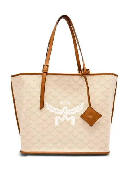 MCM Geantă shopper + borsetă Himmel cu adaos de piele bej
