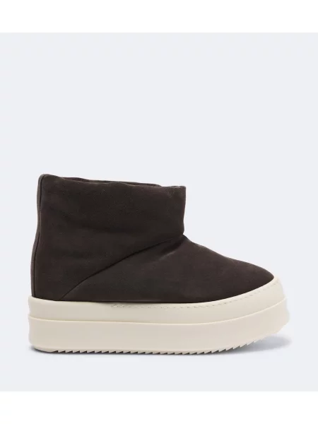 Cizme scurte Rick Owens din piele de căprioară maro