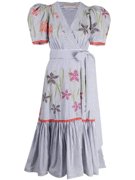 Rochie midi Silvia Tcherassi cu model floral până la genunchi de costum alb