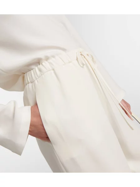 Pantaloni Valentino cu talie înaltă alb