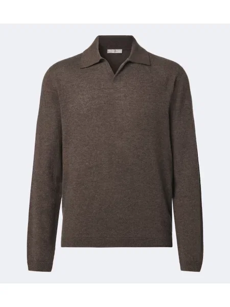 Tricou polo The Row din cașmir maro
