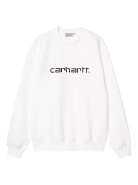 Hanorac crewneck Carhartt Wip cu autograf alb