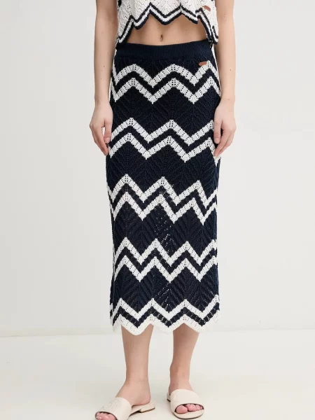 Fustă din denim Pepe Jeans până la genunchi albastru