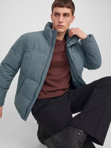 Зимова куртка JACK & JONES SOHO PUFFER COLLAR сіро-синій синя