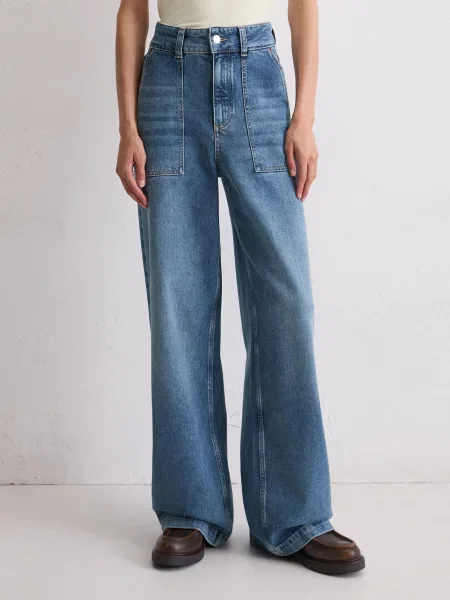 Широкі джинси Marc O’Polo бавовна/віскоза синій