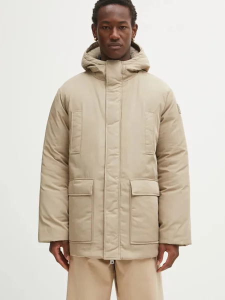 Maison Kitsuné geacă Quilted Parka de iarnă bej