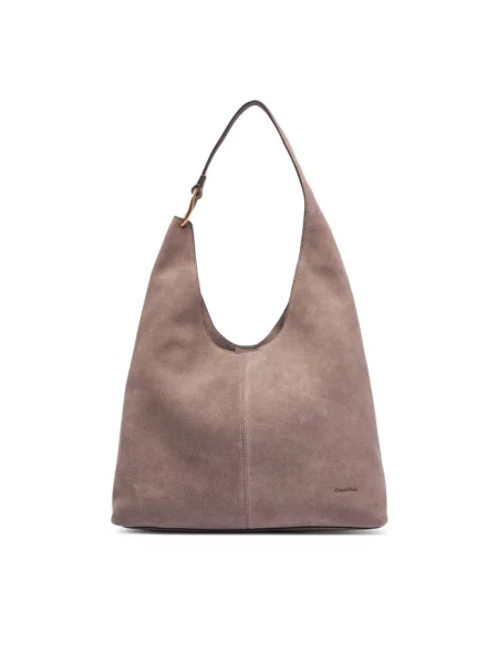 Calvin Klein Torebka Slouchy Suedelarge Shoulder Bag Brązowy beżowa