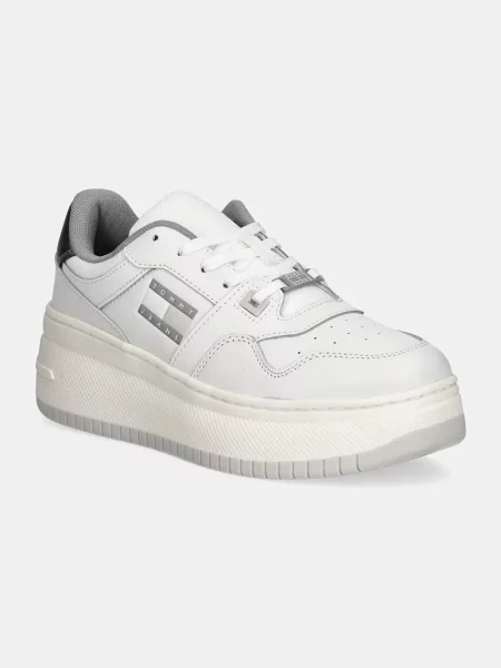 Маратонки Tommy Jeans TJW RETRO BASKET FLATFORM METAL бяло