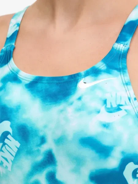 Slip de baie Nike cu cordon cu imagine tricotate albastru