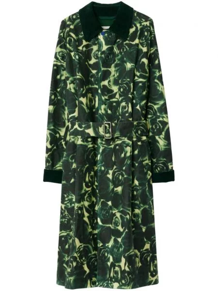 Palton Burberry cu imagine lung verde