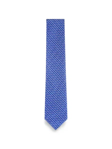 Cravată Brioni cu imprimeu geometric albastru