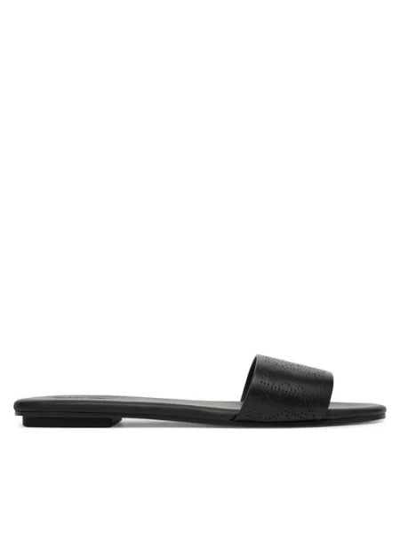 Šľapky Calvin Klein Org Flat Sndl One Bar Lth Aop čierna