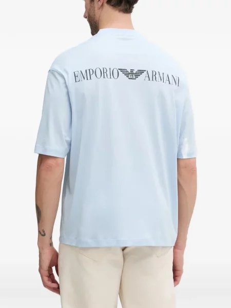 Тениска Emporio Armani с принт от джърси синьо