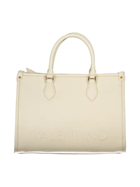 Lniana torebka Valentino Bags beżowa