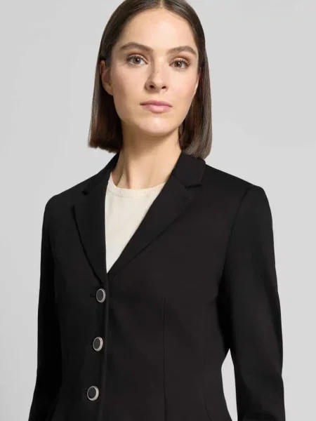 Żakiet o kroju slim fit z mieszanki z kołnierzem z połami Christian Berg Woman Selection czarna