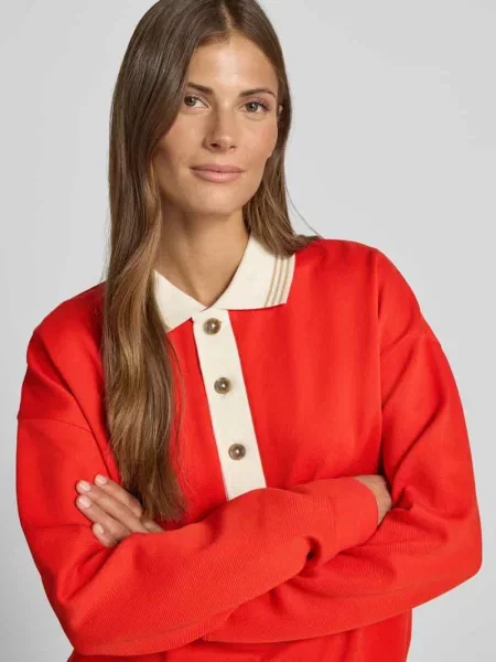 Bluza z mieszanki bawełny z kołnierzykiem polo Lanius czerwona