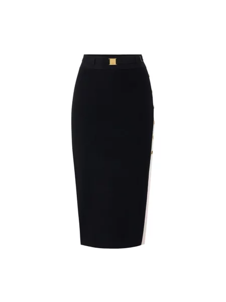 Spódnica midi Elisabetta Franchi z wysoką talią do kolan czarna