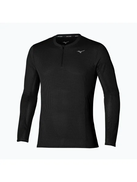 Мъжка тениска за бягане с дълъг ръкав Mizuno Dryaeroflow Half Zip black черно