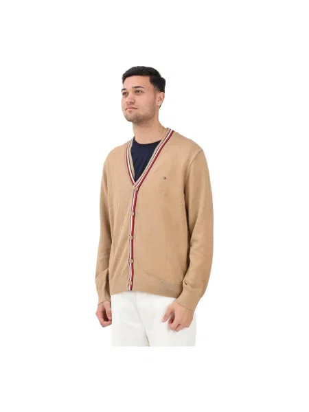 Dzianinowy kardigan Tommy Hilfiger brązowy