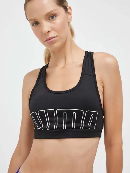 Спортен сутиен Puma с десен черно