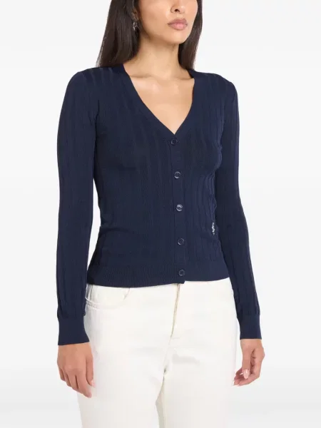 Cardigan Sporty & Rich tricotate cu decolteu în V albastru