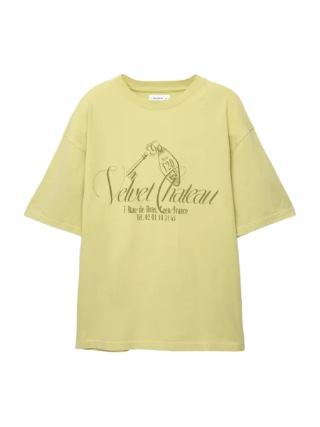 Pull&Bear Tricou HOTEL LIMA limetă / închis verde