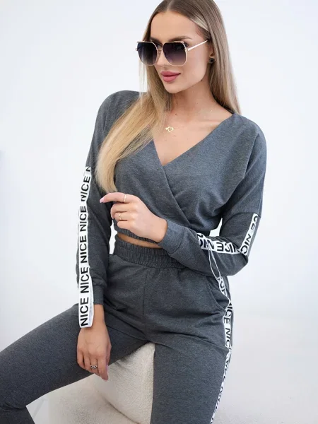Komplet dresowy Kesi w paski szary