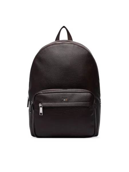 BOSS plecak z imitacji skóry Ray_RP_Backpack brązowy