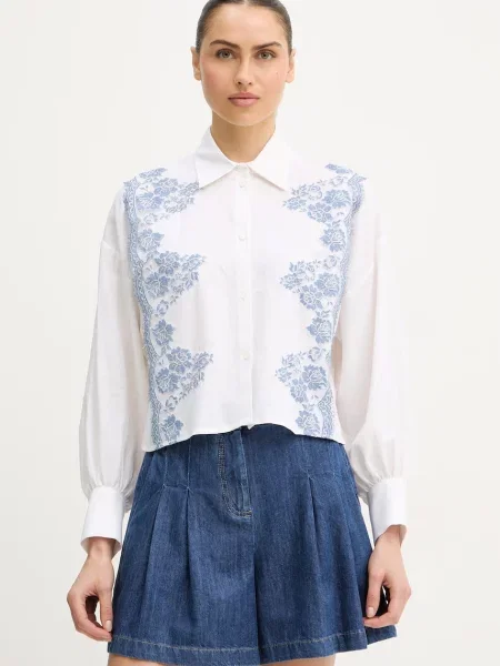 Srajca z dodatkom lanu Ermanno Firenze bela