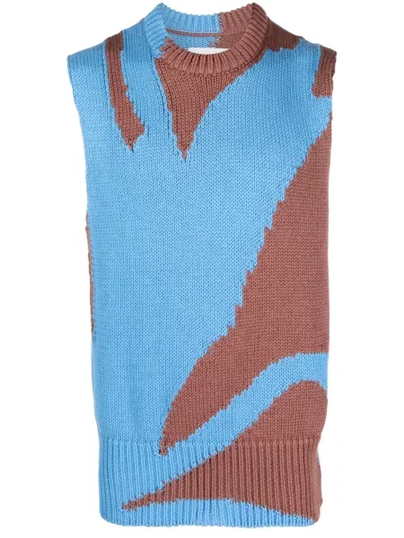 Vestă Jil Sander cu imagine cu imprimeu abstract albastru