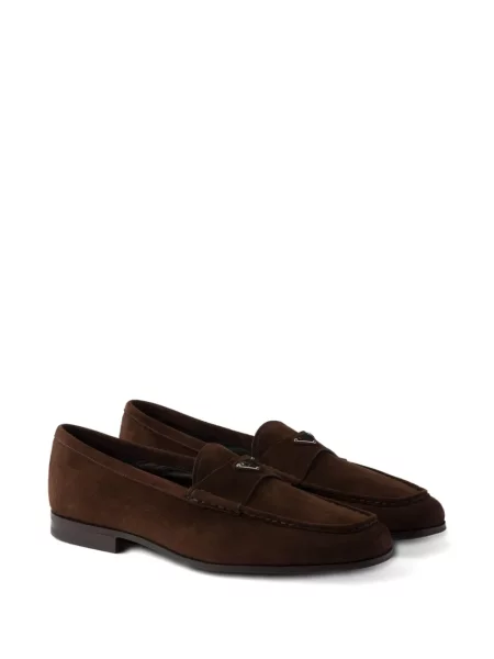 Pantofi loafer Prada din piele de căprioară slip-on maro