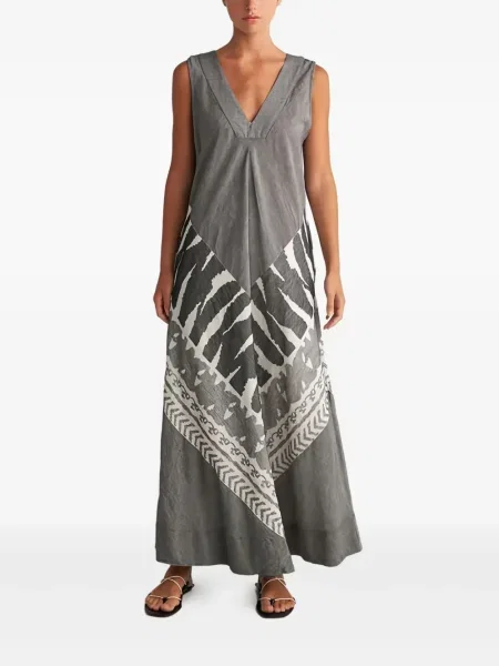 Sukienka maxi Pearl & Caviar z perełkami z dekoltem w serek garniturowa szara