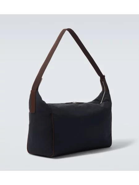 Kožená crossbody taška The Row modrá