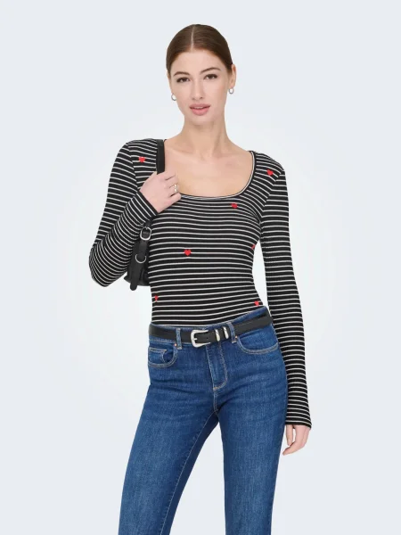 ONLY Tricou ONLEMMA roșu / negru alb