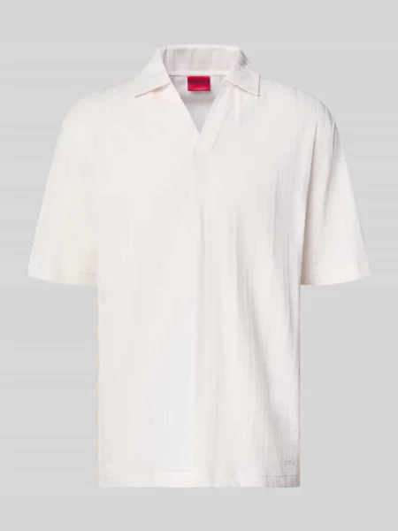 Koszulka polo o kroju relaxed fit z fakturowanym wzorem model DALIBO' Hugo białe