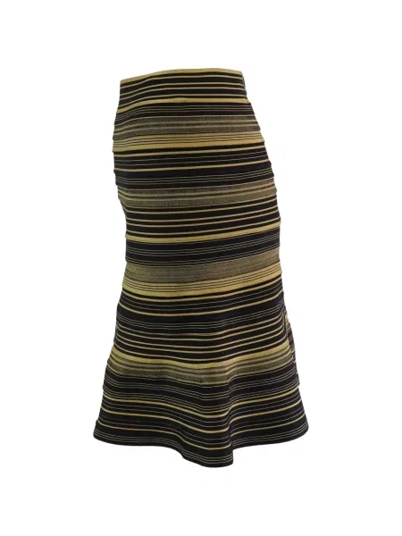 Spódnica midi Hervé Léger w paski do kolan dzwony czarna