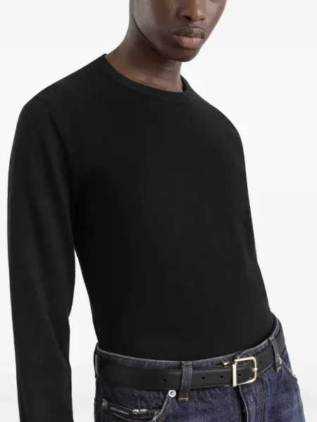 Pulover Dolce & Gabbana cu decolteu rotund lung negru