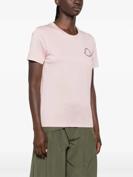 Siuvinėtas marškinėliai Moncler rožinė