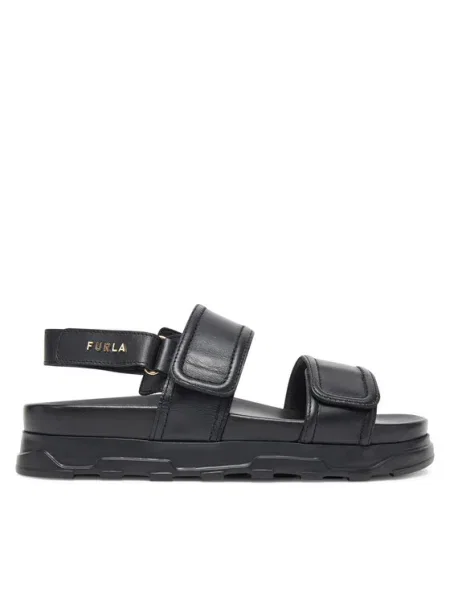 Кожени сандали Furla Sporty Chic Sandal с платформа черно