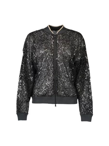 Kurtka bomber Brunello Cucinelli z cekinami czarny
