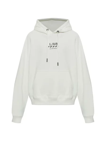 Суичър с качулка L/ab C/o Off-white с принт с връзки бяло